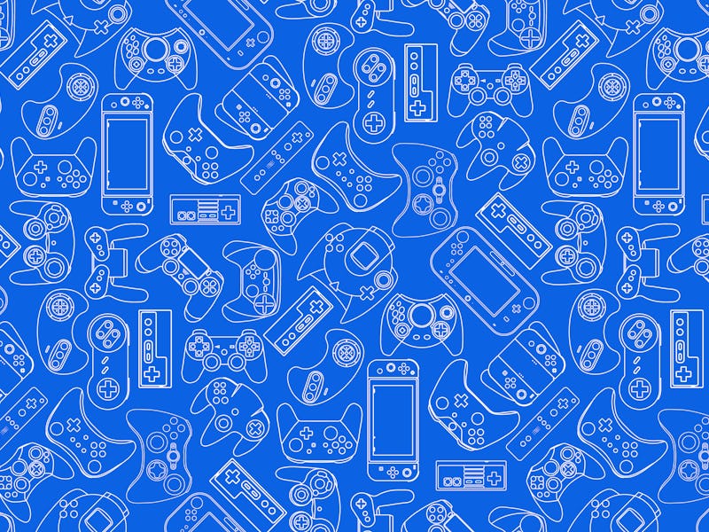 Video game controller background Gadgets and devices seamless pattern Eps10 vector