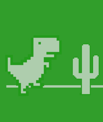 game of dinosaur in google chrome. black dinosaur icon shows offline error for android, Windows or m...