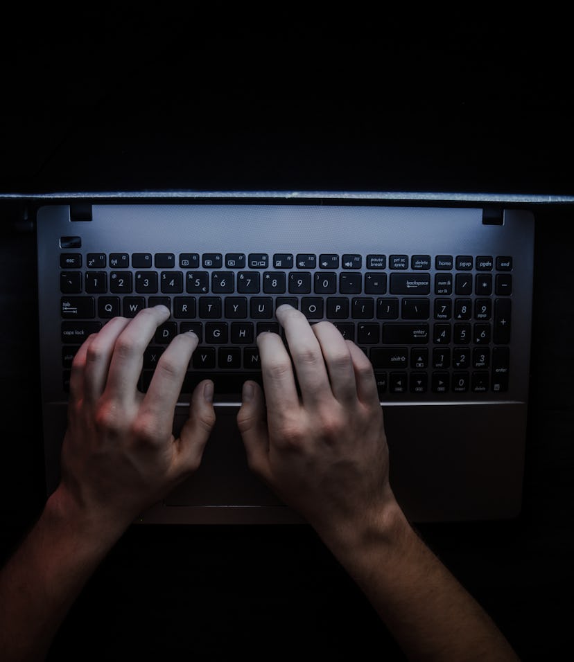 Russian hacker hacking the server in the dark