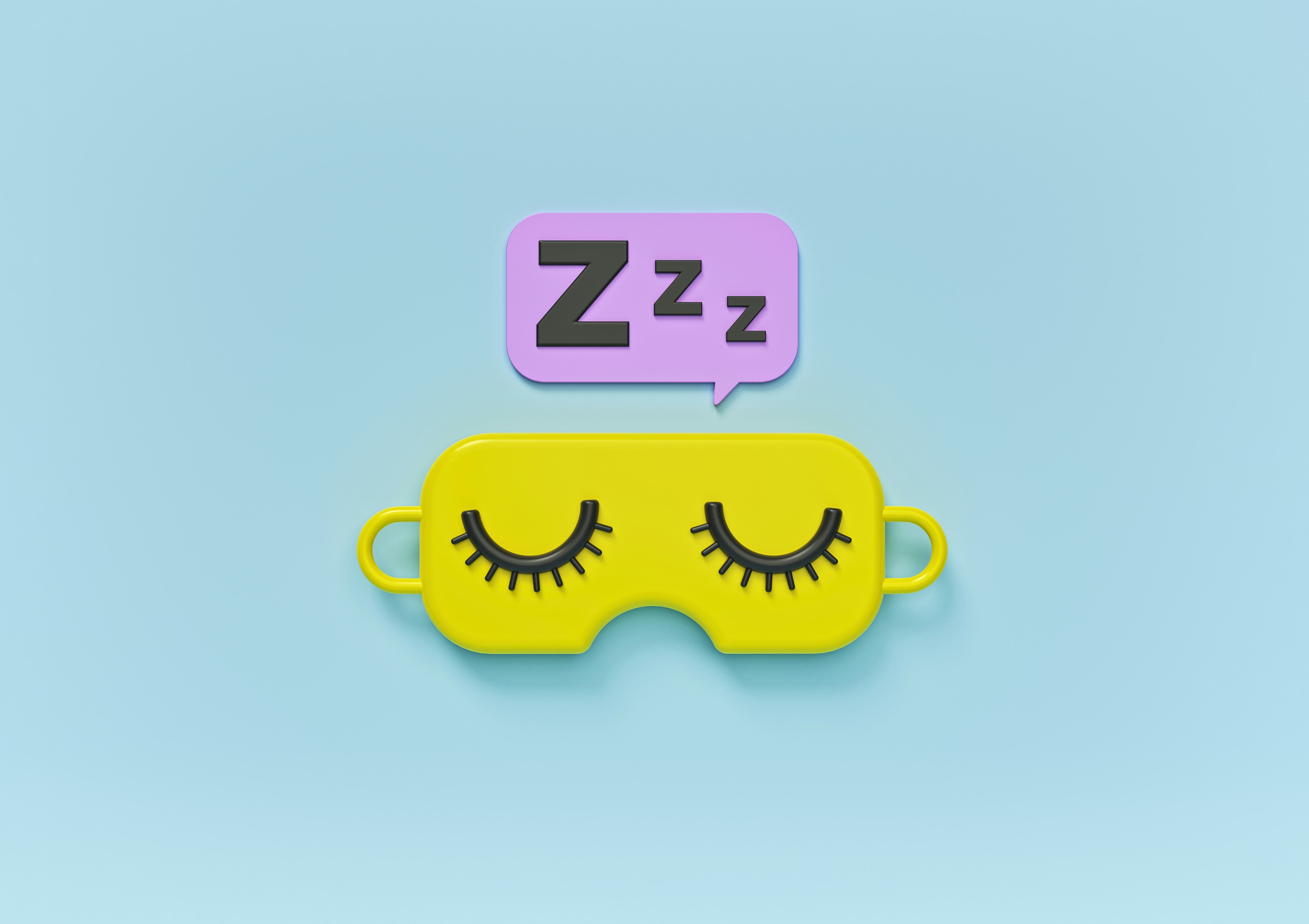 cartoon style sleeping eye mask. minimal sleep icon, sign, symbol concept. 3d rendering