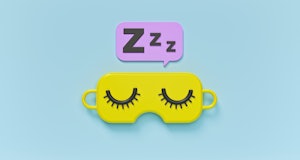 cartoon style sleeping eye mask. minimal sleep icon, sign, symbol concept. 3d rendering