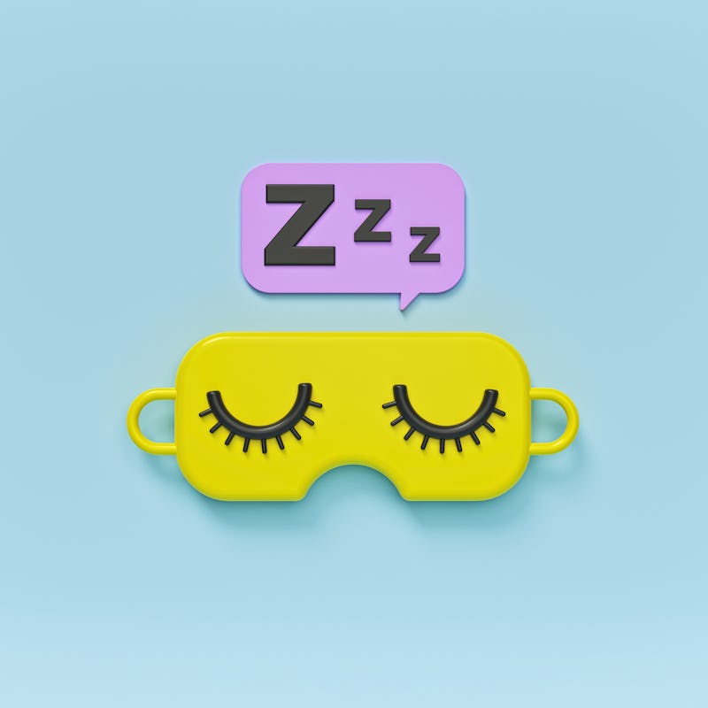 cartoon style sleeping eye mask. minimal sleep icon, sign, symbol concept. 3d rendering