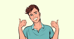 thumbs up gesture young man. Pop art retro vector illustration drawing vintage kitsch