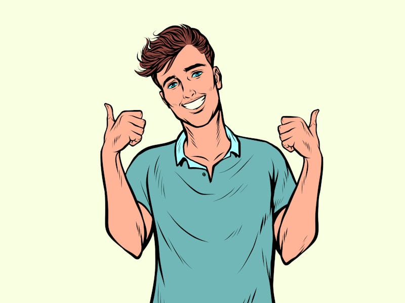 thumbs up gesture young man. Pop art retro vector illustration drawing vintage kitsch