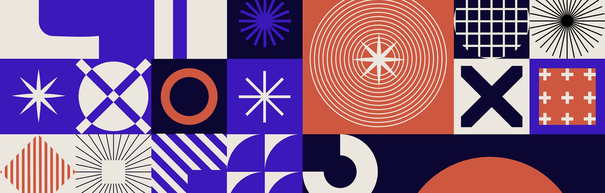 Abstract minimal composition of geometric bold simple shapes and flat illustration of head and eye. Concept of human psychology and mental health.