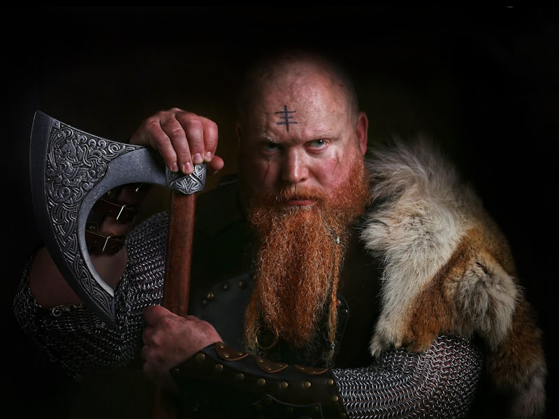 Portrait of viking holding axe shutterstock
