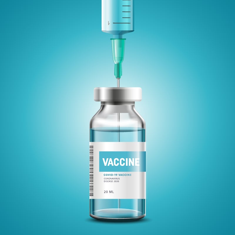 Creative design for Coronavirus vaccine vector background. Covid-19 corona virus vaccination with va...