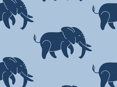 Dark blue elephants on a blue background seamless vector pattern. A repeating pattern for textiles, ...