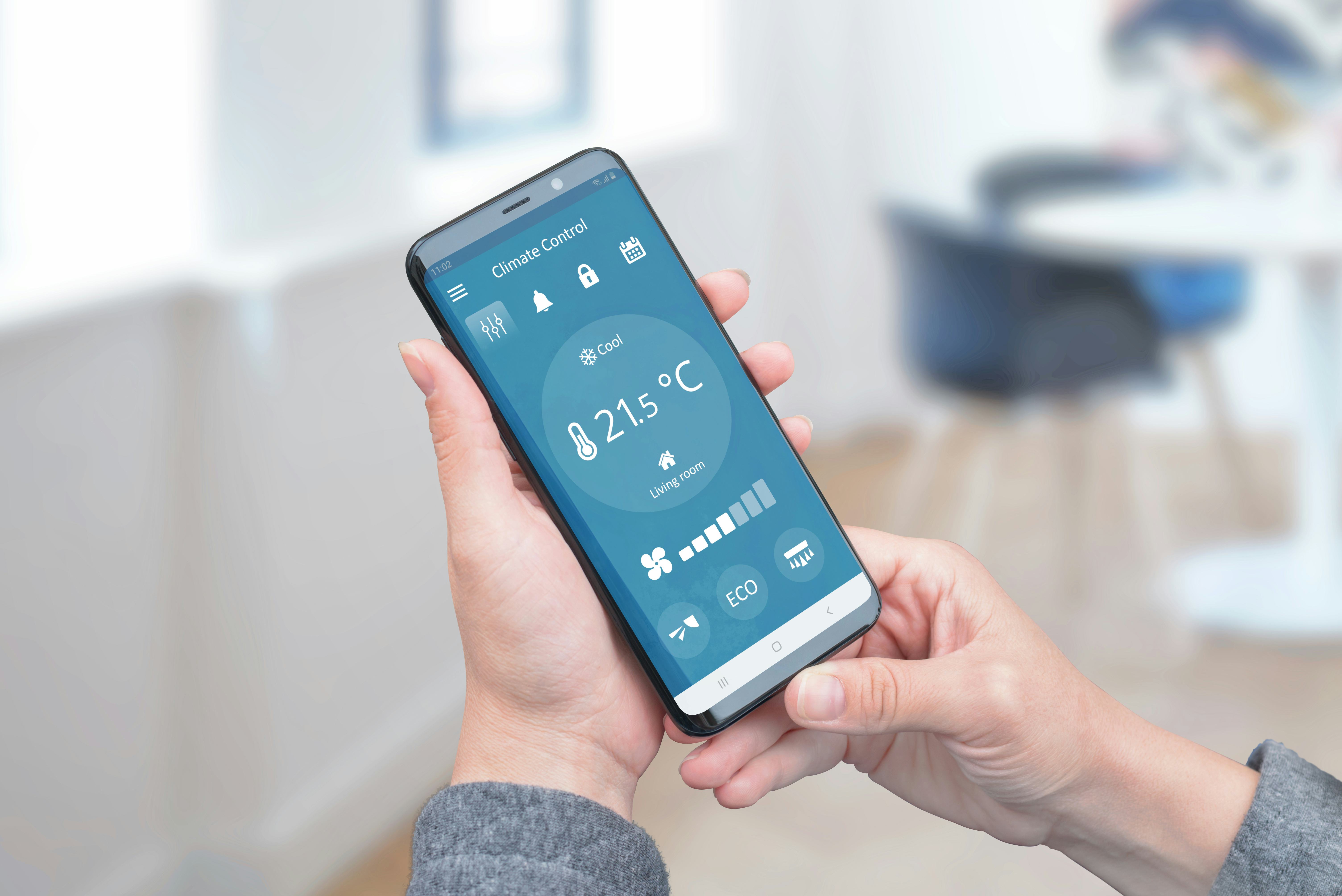 Heat control in the house with simple app on phone for remote control of air conditioners. The conce...