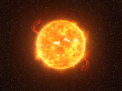 Betelgeuse star against starry sky artistic vision, elements of this image furnished by NASA