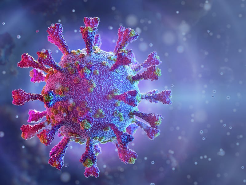 Coronavirus COVID-19 infection 3D medical illustration. Floating pathogen respiratory influenza covi...