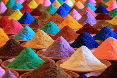 Various spices selection. 
multicolored powder dyes
