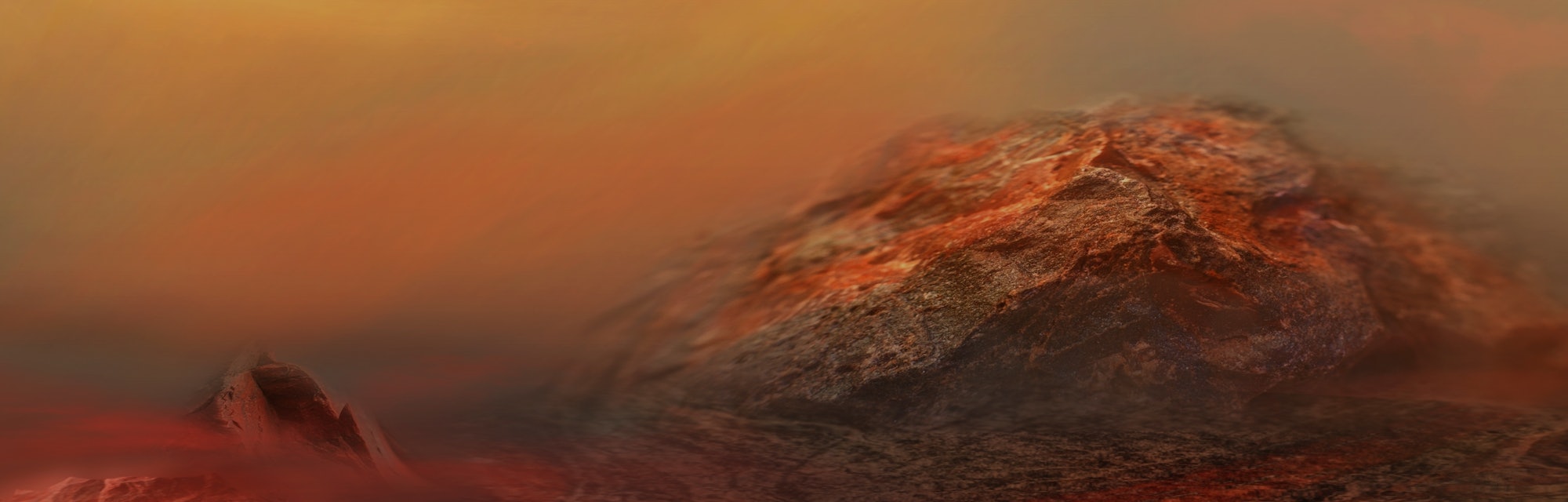 Dramatic nature background of Volcanic breed of Planet Hell, Mars rocky surface. 