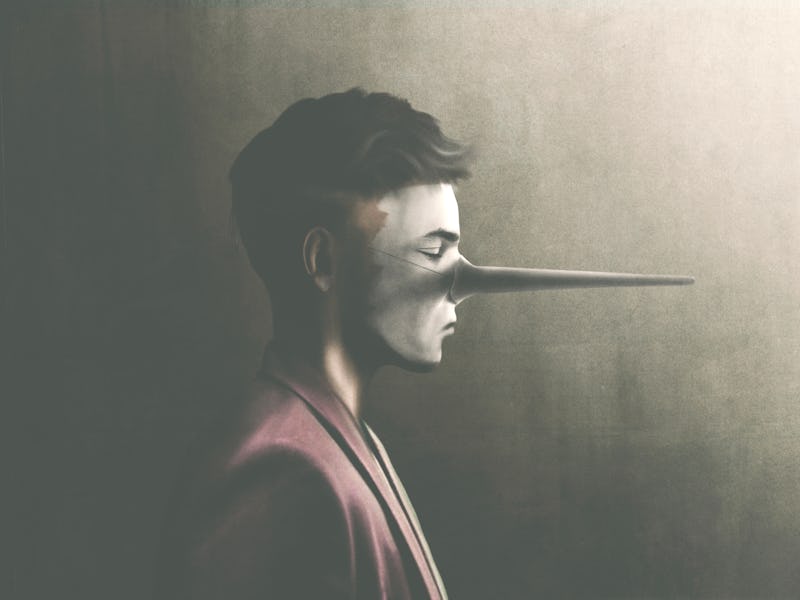 Portrait of fantasy of liar man, illustration, digital painting