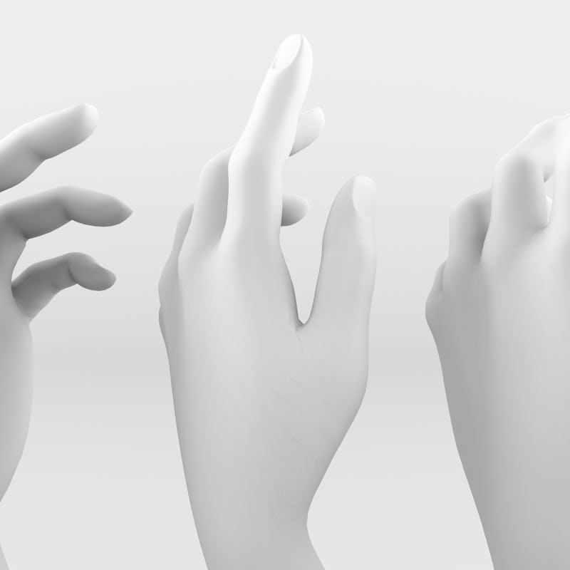 White hand on a white background. 3d image, 3d rendering.
