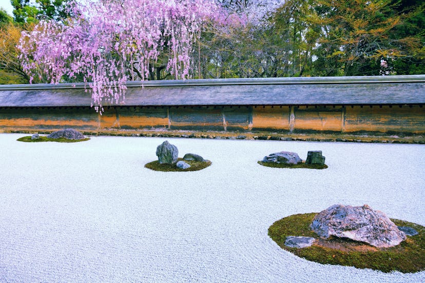 zen stone garden at Ryoanji Temple wabi-sabi decor