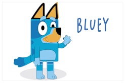illustration of bluey, cartoon dog 