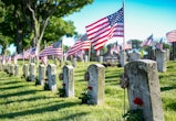 Memorial Day American flags at a cemetery; what to text on Memorial Day
