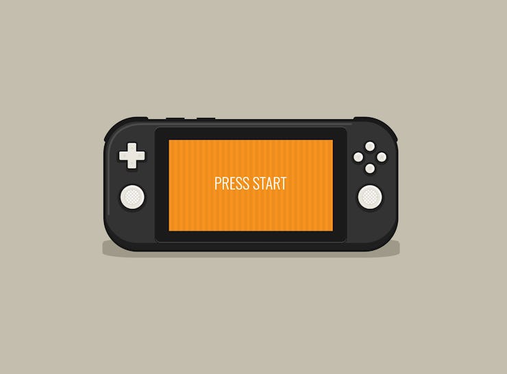 Mobile video console vector illustration. Video game console portable. Creative switch console.