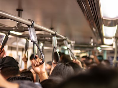 Crowd inside the train in rush hour