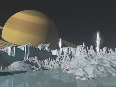 3d illustration of a landscape of Enceladus, Saturn's moon