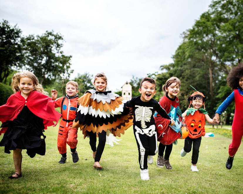 Little kids at a Halloween party, in an article about halloween games for kids