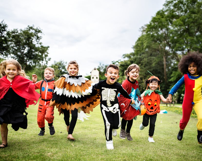 Little kids at a Halloween party, in an article about halloween games for kids