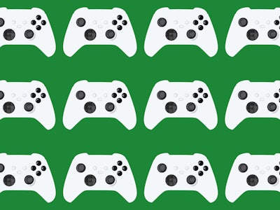 Game controller illustration on green background