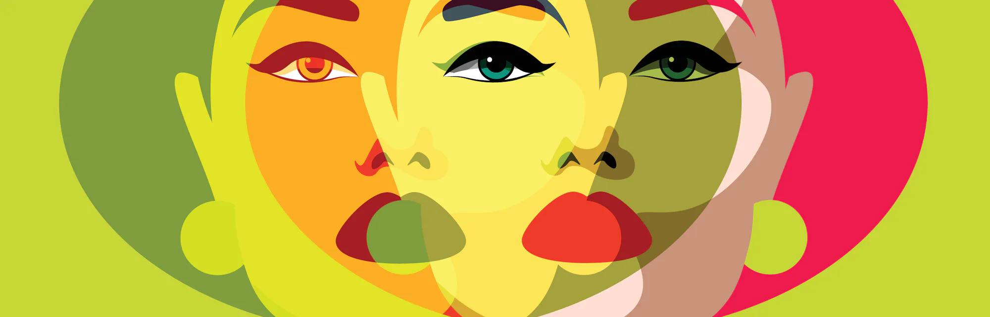 Mental Health Disorder - duplicate woman's face - two women in one - double personality