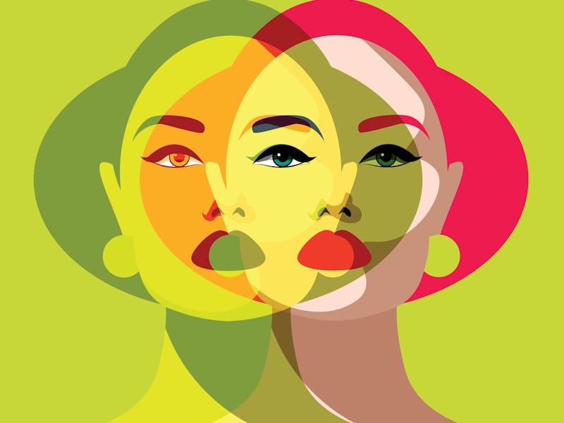 Mental Health Disorder - duplicate woman's face - two women in one - double personality