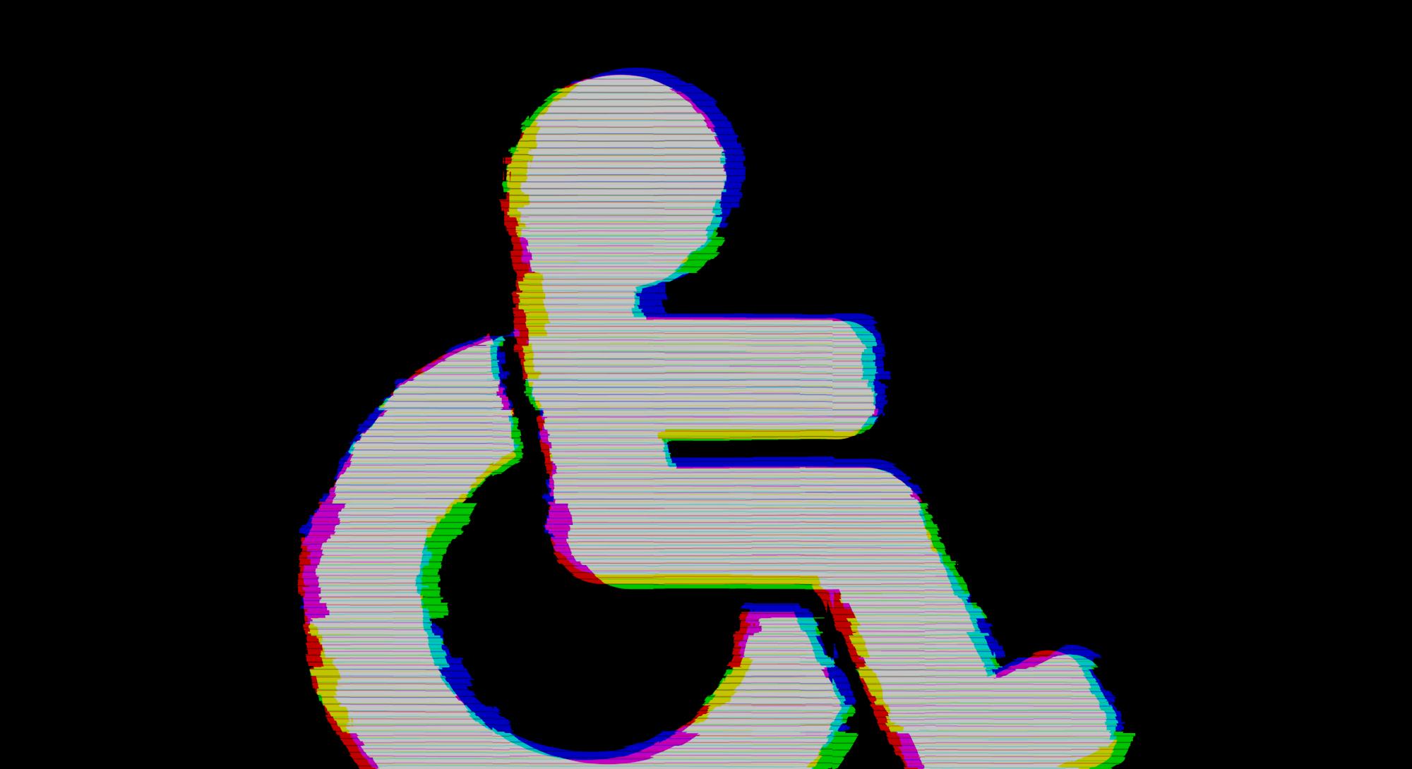 Symbol wheelchair has defects. Glitch and stripes  