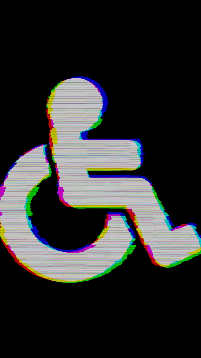 Symbol wheelchair has defects. Glitch and stripes