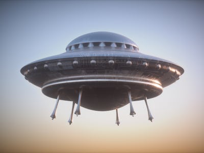 Unidentified flying object with clipping path included. 3D illustration.