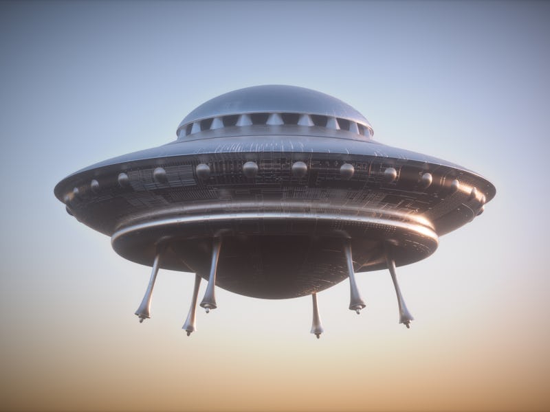 Unidentified flying object with clipping path included. 3D illustration.