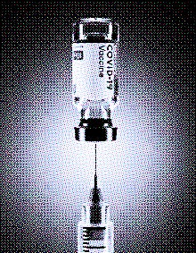 SARS - CoV2 Vaccine concept. A medical needle entering into a glass vial of COVID-19 Vaccine. Medica...