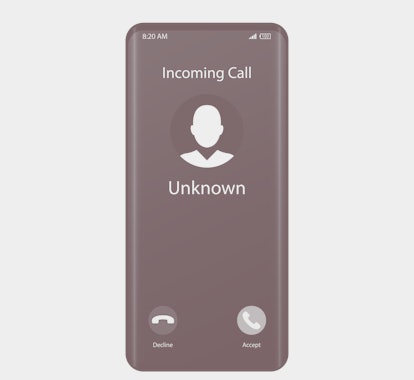 Unknown number calling Mobile Phone Interface Illustration Vector