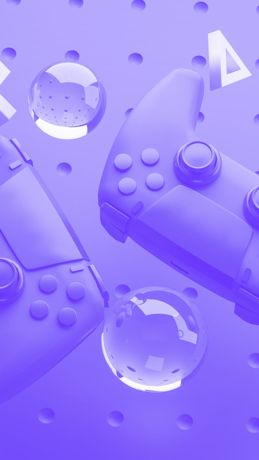 Digital Art of Blue Gamepad Background 3D Rendering