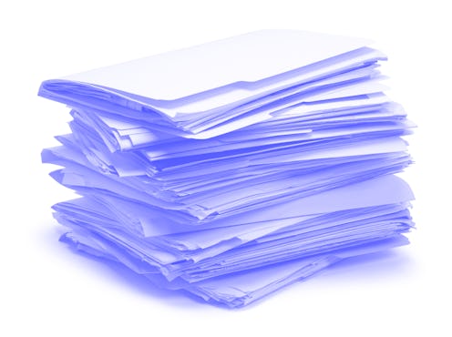 Files Stacked in a Pile Isolated on White Background.