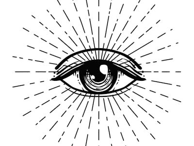 Blackwork tattoo flash. Eye of Providence. Masonic symbol. All seeing eye inside triangle pyramid. N...