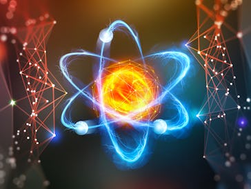 Atomic structure. Scientific breakthrough. Modern scientific research on nuclear fusion. Innovations...