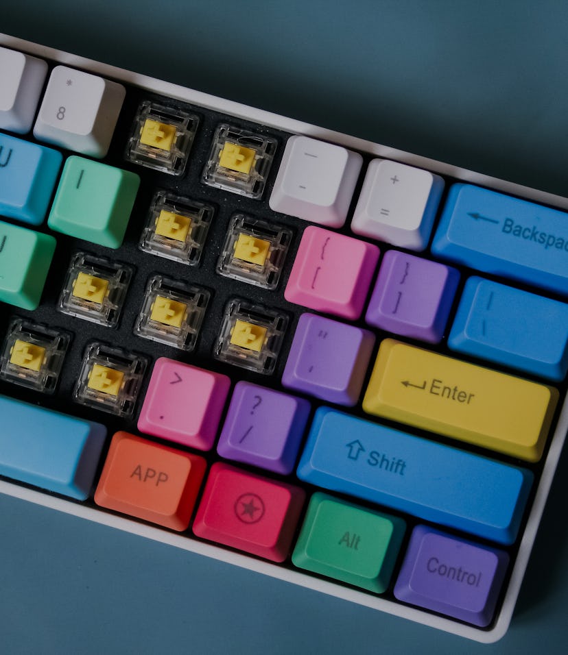 mechanical keyboard with keycaps missing