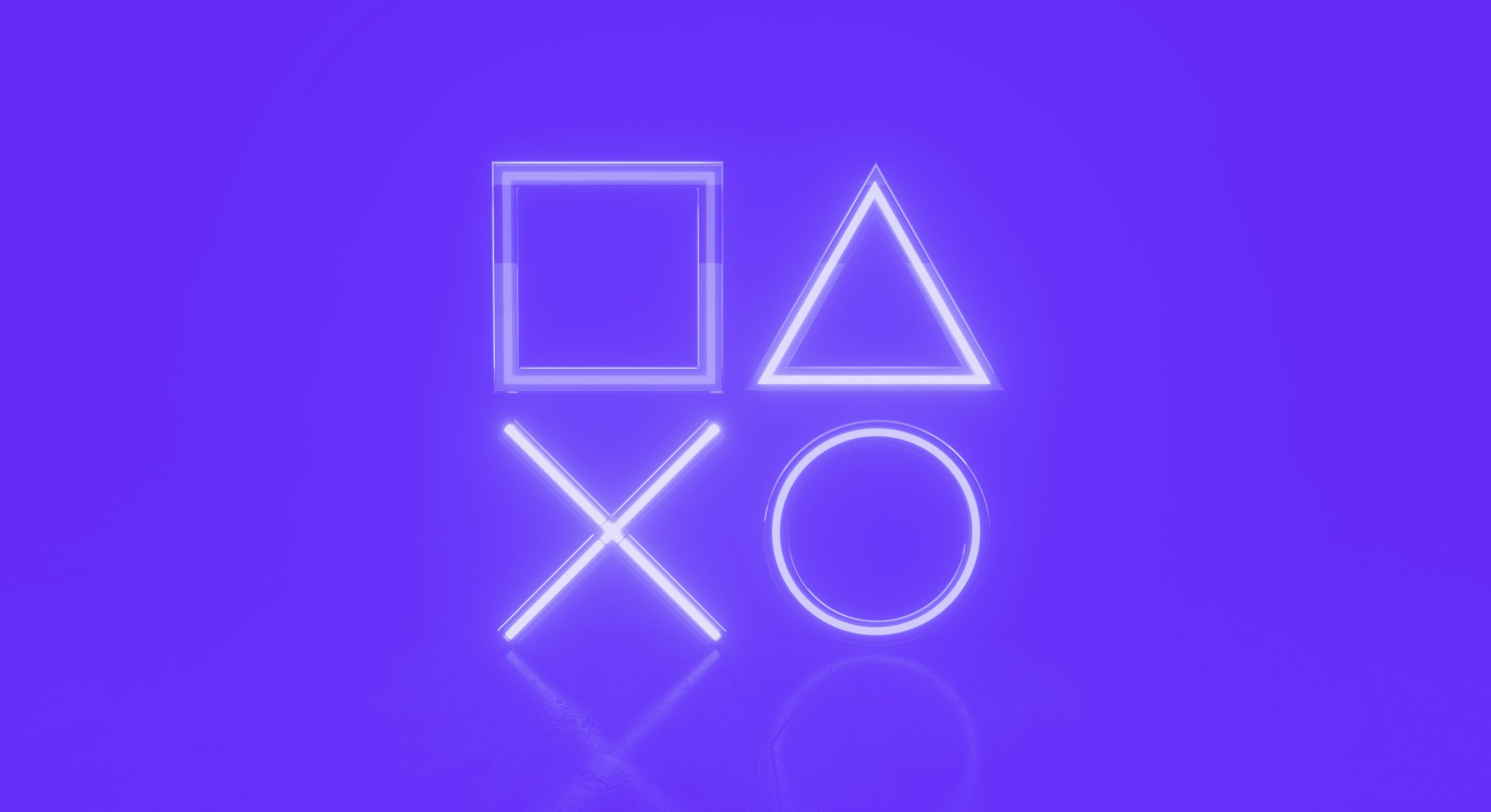 Geometry Neon lights in the room with Modern Blue Ambient lights background. Game symbols playstatio...