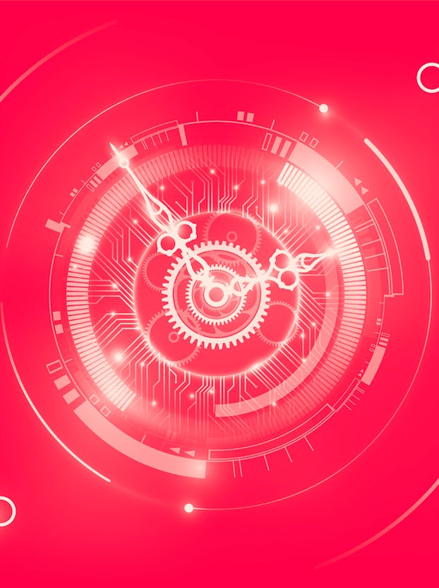 Abstract Futuristic Technology Background with Clock concept and Time Machine, Can rotate clock hand...
