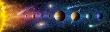 Sun, planets of the solar system and planet Earth, galaxies, stars, comet, asteroid, meteorite, nebu...
