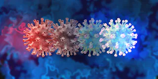 Mutating virus concept and new coronavirus b.1.1.7 variant outbreak or covid-19 viral cell mutation ...