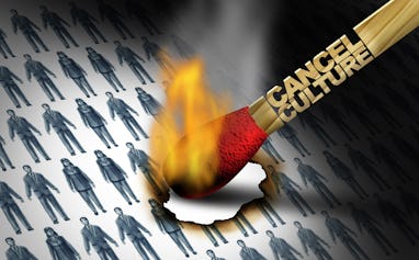 Cancel culture symbol or cultural cancellation and social media censorship as canceling or restricti...