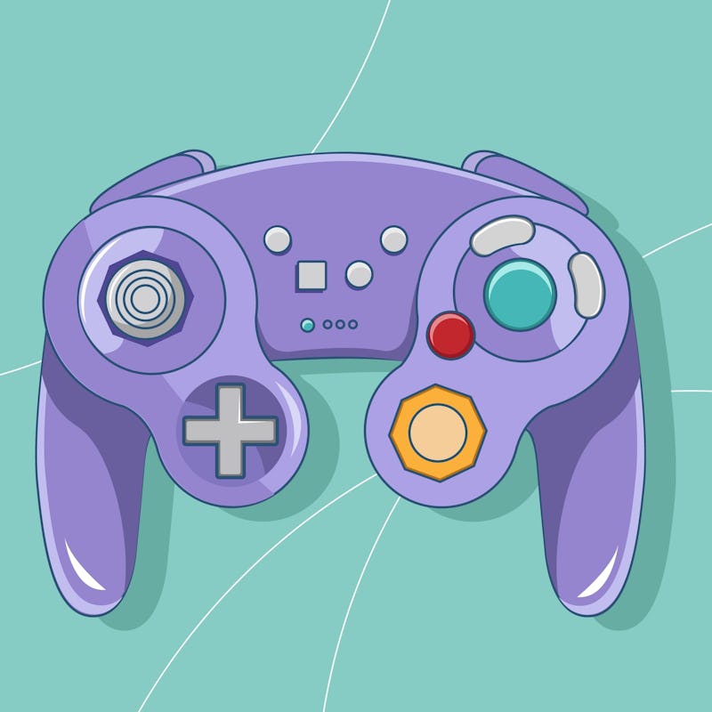 Game controller style wireless purple vector illustration. 
