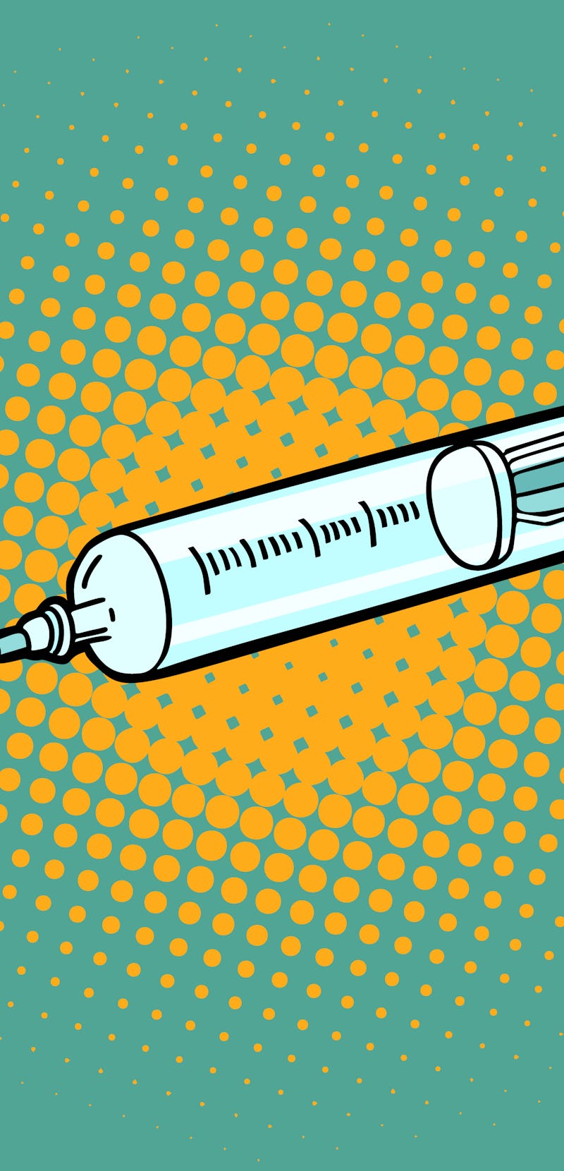 syringe medical instrument. Comic cartoon pop art retro vector illustration drawing