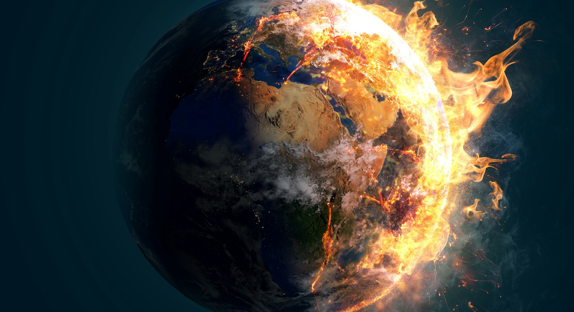 Burning world earth (3D Rendering)
