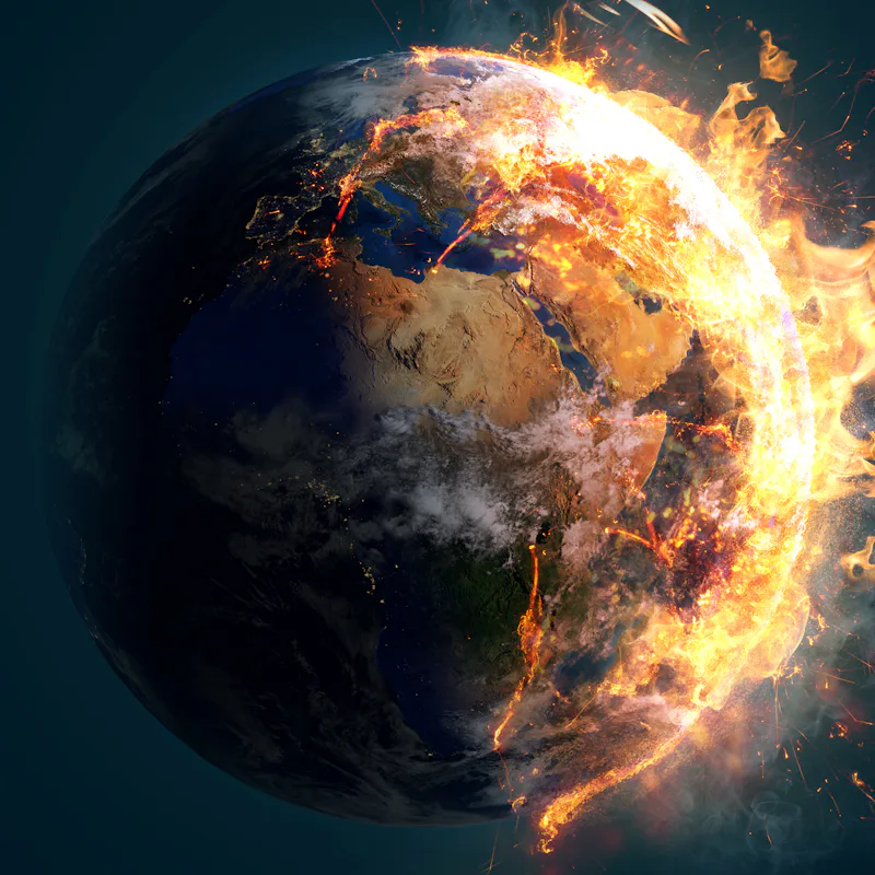 Burning world earth (3D Rendering)